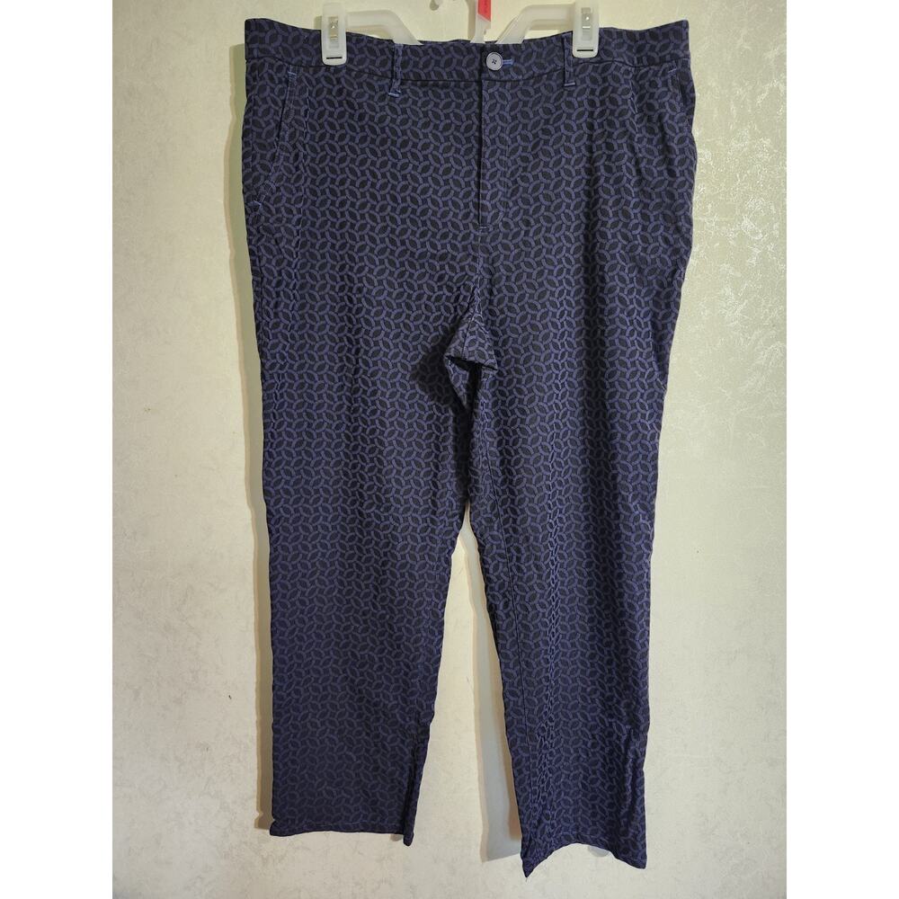 Joan Rivers Womens Pants sz XL Stretch Navy Geometric Straight Ankle